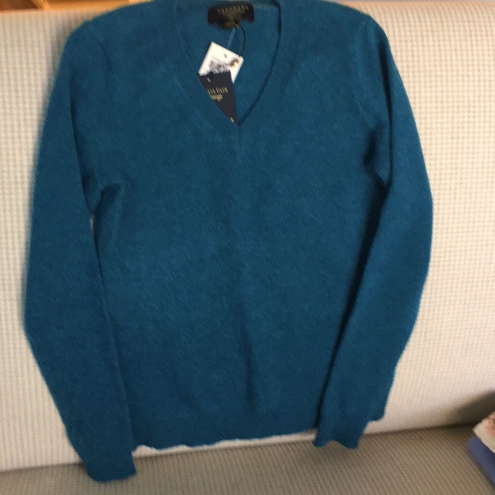 Cashmere v-neck teal sweater Sz. PP